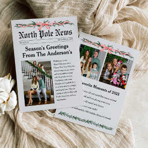 Tarjeta de Navidad con Foto del Periódico del Polo