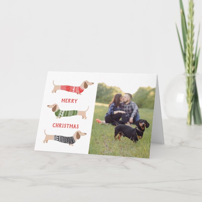 Tarjeta de Navidad con foto divertida de perro mas (Anverso)