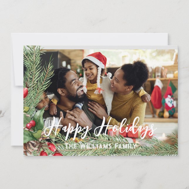 Tarjeta de Navidad con Foto Doble Cara Moderna Fie (Anverso)