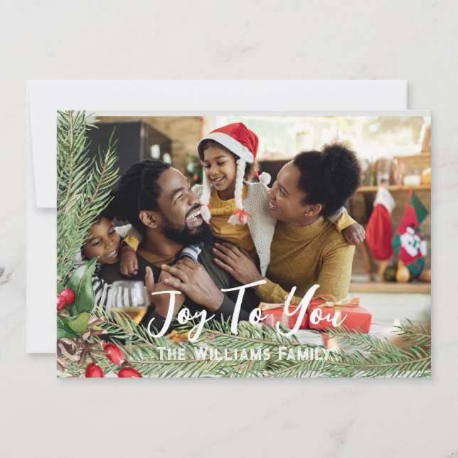 Tarjeta de Navidad con Foto Doble Cara Moderna Fie (Anverso)