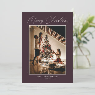 Tarjeta de Navidad con Foto Elegante Plum Dos Mode
