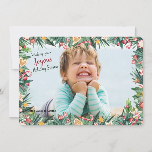 Tarjeta de Navidad con Foto en Acuarela (Anverso)