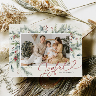 Tarjeta de Navidad con Foto en Acuarela de Inviern