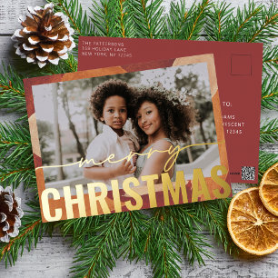 Tarjeta de Navidad con Foto en Acuarela Personaliz