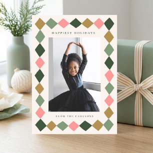 Tarjeta de Navidad con Foto en Marco de Diamante D