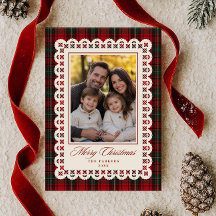 Tarjeta de Navidad con Foto en Marco de Encaje de 