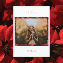 Tarjeta de Navidad con Foto en Marco de Pétalos de