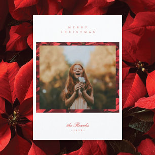 Tarjeta de Navidad con Foto en Marco de Pétalos de
