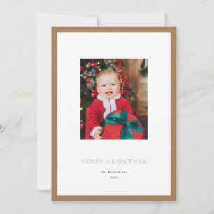 Tarjeta de Navidad con Foto en Marco Dorado Clásic
