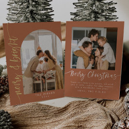 Tarjeta de Navidad con Foto en Tono Tierra de Terr