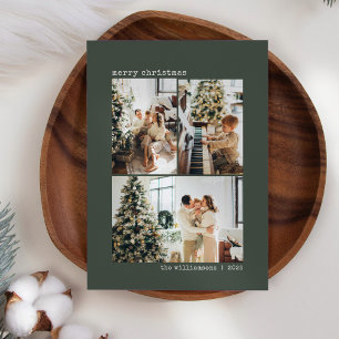Tarjeta de Navidad con Foto en Verde Bosque Modern