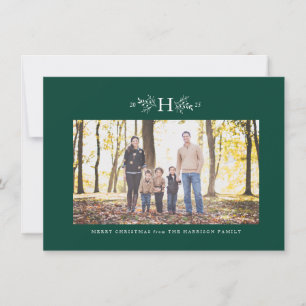 Tarjeta de Navidad con foto en verde cazador con m