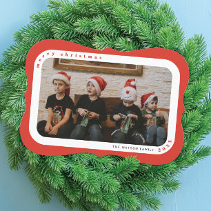 Tarjeta de Navidad con Foto enmarcada en rojo para