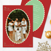 Tarjeta de Navidad con Foto Escalonada en Rojo y V