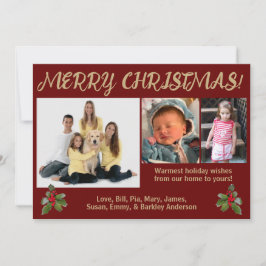 Tarjeta de Navidad con foto estilo tradicional roj