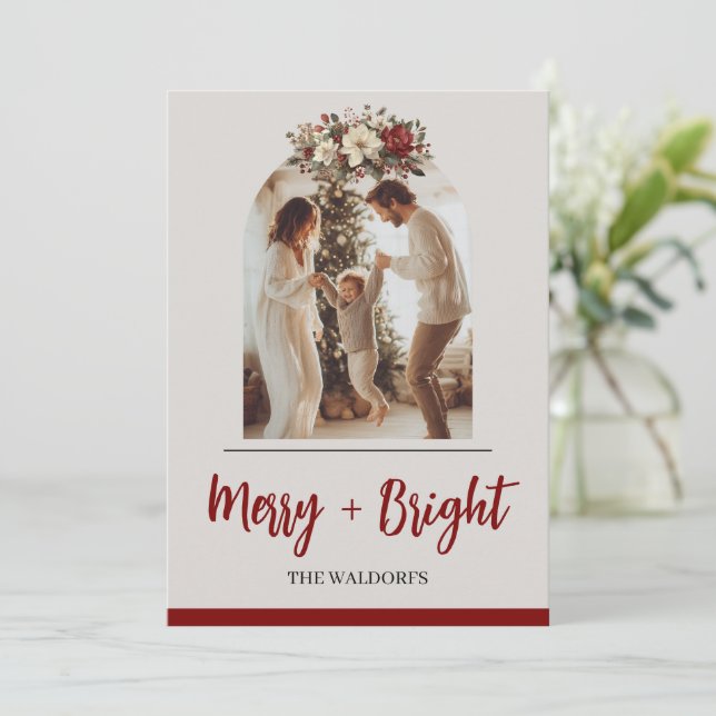Tarjeta de Navidad con Foto Familiar | Alegre + Br (Anverso de pie)