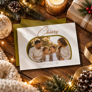 Tarjeta de Navidad con Foto Familiar Cheers con Le