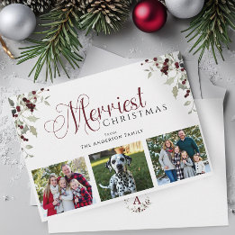 Tarjeta de Navidad con foto familiar de Acuarela H