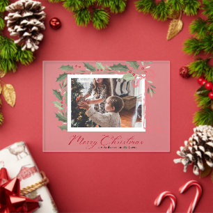 Tarjeta de Navidad con foto familiar de bayas de a