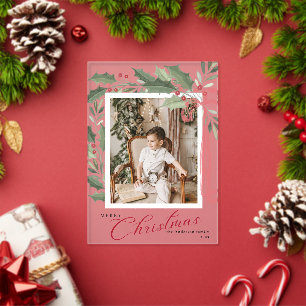 Tarjeta de Navidad con foto familiar de bayas de a