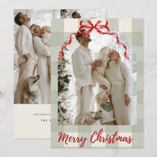 Tarjeta de Navidad con foto familiar de cinta de g