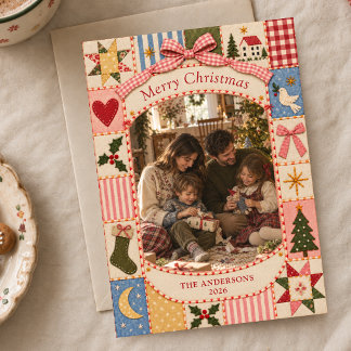 Tarjeta de Navidad con Foto Familiar de Cottagecor