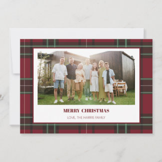 Tarjeta de Navidad con Foto Familiar de Cuadro Roj