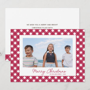 Tarjeta de Navidad con Foto Familiar de Cuadros Ro