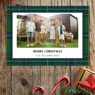 Tarjeta de Navidad con foto familiar de cuadros ve