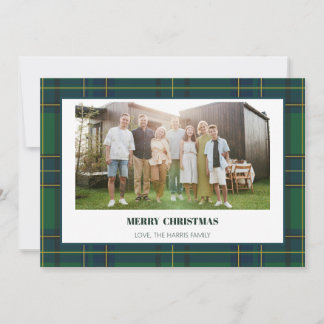 Tarjeta de Navidad con foto familiar de cuadros ve
