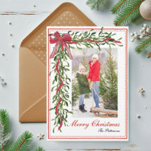 Tarjeta de Navidad con Foto Familiar de Muérdago c