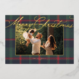 Tarjeta de Navidad con Foto Familiar de Plaid Prep