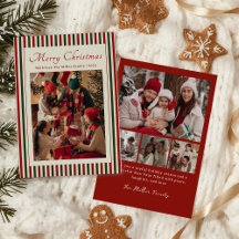 Tarjeta de Navidad con foto familiar de Red Stripe