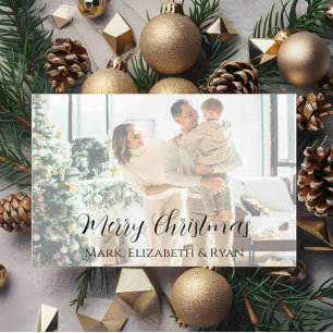 Tarjeta de Navidad con Foto Familiar Descolorida