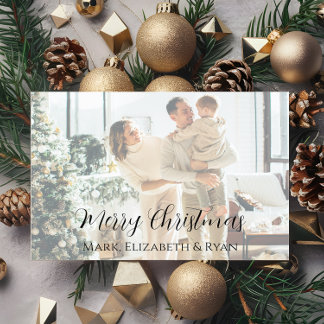 Tarjeta de Navidad con Foto Familiar Descolorida