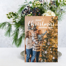 Tarjeta de Navidad con foto familiar en el árbol d