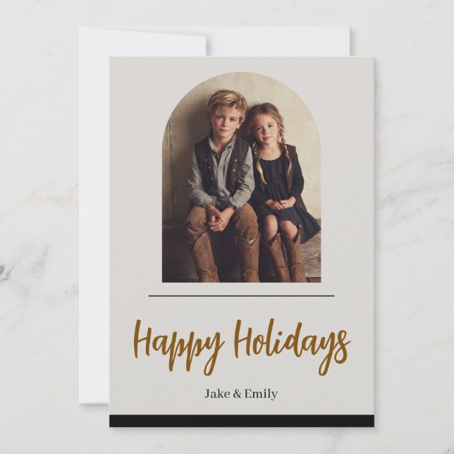 Tarjeta de Navidad con Foto Familiar | Felices Fie (Anverso)