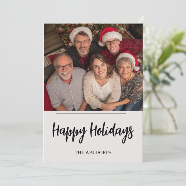 Tarjeta de Navidad con Foto Familiar | Felices Fie (Anverso de pie)