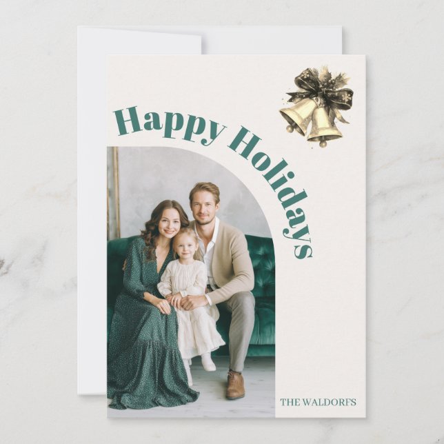 Tarjeta de Navidad con Foto Familiar | Felices Fie (Anverso)