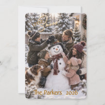 Tarjeta de Navidad con Foto Familiar Let It Snow