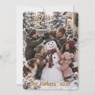 Tarjeta de Navidad con Foto Familiar Let It Snow