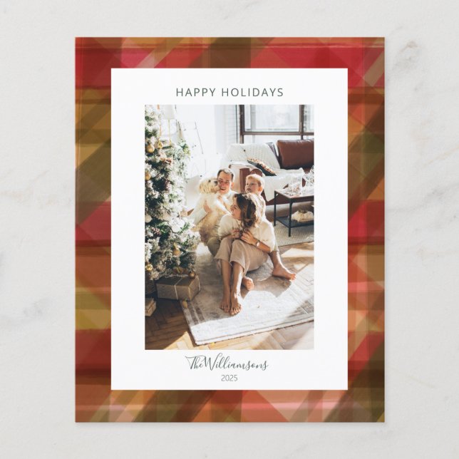 Tarjeta de Navidad con foto familiar moderna de cu (Anverso)