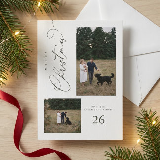 Tarjeta de Navidad con Foto Familiar Moderna y Ele