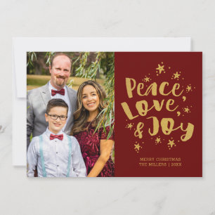 Tarjeta de Navidad con Foto Familiar Paz Amor Aleg