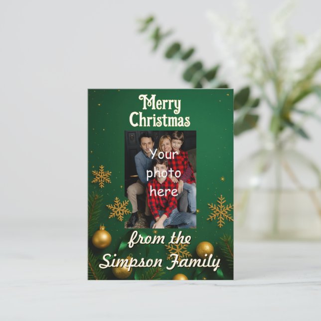 Tarjeta de Navidad con foto familiar personalizada (Anverso de pie)