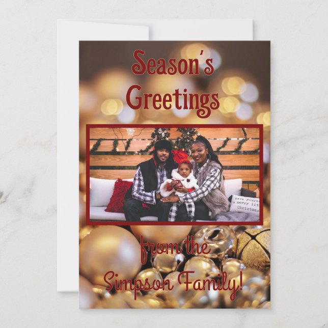 Tarjeta de Navidad con Foto Familiar Personalizada (Anverso)