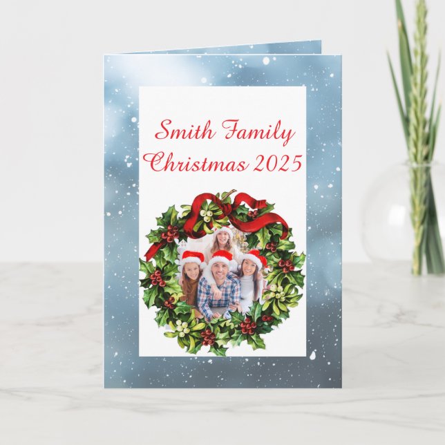 Tarjeta de Navidad con Foto Familiar Personalizada (Anverso)