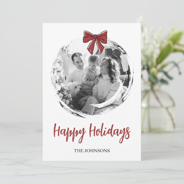 Tarjeta de Navidad con Foto Familiar Personalizada (Anverso de pie)