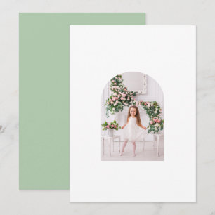 Tarjeta de Navidad con Foto Familiar Rosa Verde en