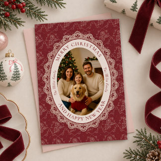 Tarjeta de Navidad con foto familiar vintage